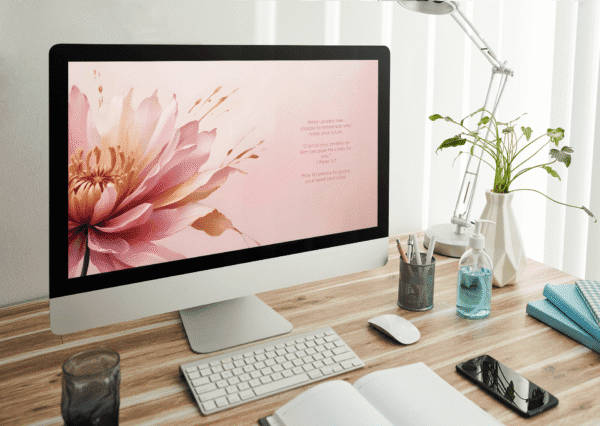 30 Day Auto Changing Christian Devotional Desktop Wallpaper – Starting a New Job – 4K Pink Floral Blush Digital Download - Image 3