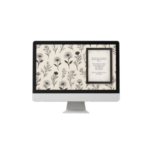 30 Day Auto Changing Christian Devotional Desktop Wallpaper – Starting a New Job – 4K Vintage Floral with Black Frame Digital Download