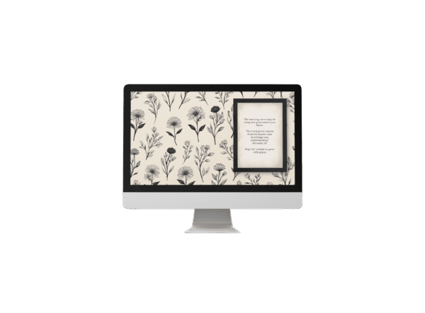 30 Day Auto Changing Christian Devotional Desktop Wallpaper – Starting a New Job – 4K Vintage Floral with Black Frame Digital Download
