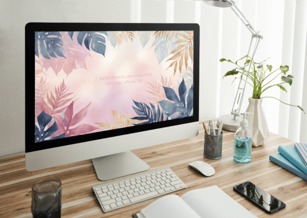 30 Day Auto Changing Abundance Mindset Affirmation 4K Wallpapers – Tropical Watercolor Digital Download - Image 3