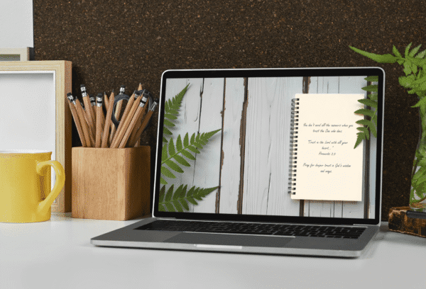 30 Day Auto Changing Christian Devotion 4K Wallpapers – Battling Anxiety or Fear with Ferns and Notepad - Image 3