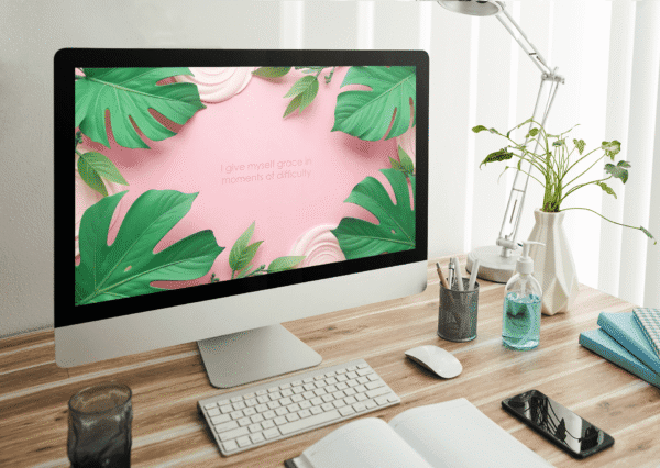 30 Day Auto Changing Emotional Resilience Affirmation 4K Wallpapers – Monstera Leaf Digital Download - Image 3