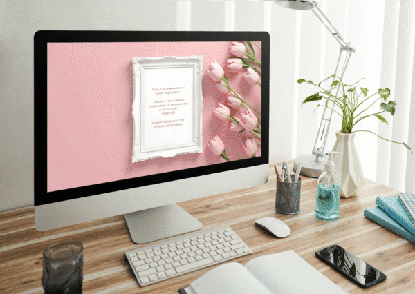 30 Day Auto Changing Christian Devotion 4K Wallpapers – Letting Go of the Past with Tulips and White Frame - Image 3