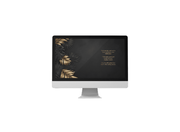 30 Day Auto Changing Christian Devotional Desktop Wallpaper – Losing a Job or Changing Careers – 4K Black and Gold Tropical Leaves