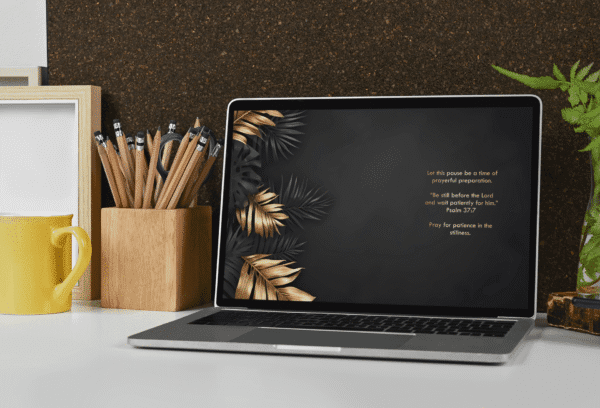 30 Day Auto Changing Christian Devotional Desktop Wallpaper – Losing a Job or Changing Careers – 4K Black and Gold Tropical Leaves - Image 4