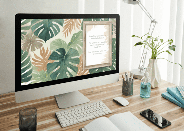 30 Day Auto Changing Christian Devotional Wallpaper – Losing a Job or Changing Careers – 4K Tropical Watercolor Leaves Digital Download - Image 3