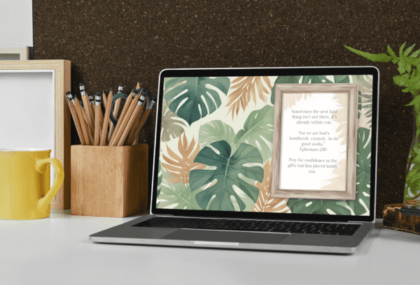 30 Day Auto Changing Christian Devotional Wallpaper – Losing a Job or Changing Careers – 4K Tropical Watercolor Leaves Digital Download - Image 4