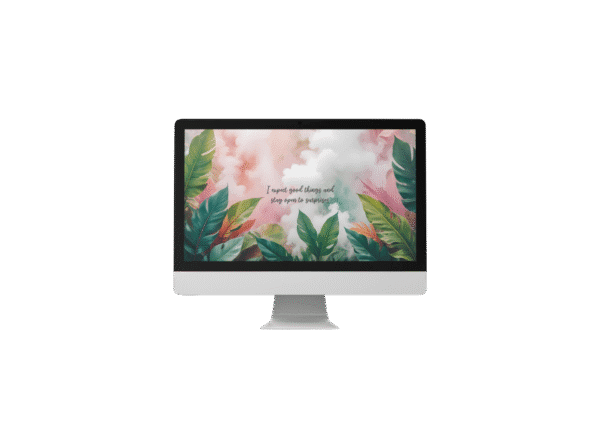 30 Day Auto Changing Positive Thinking Affirmation 4K Wallpapers – Surreal Tropical Leaves Digital Download