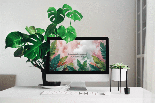 30 Day Auto Changing Positive Thinking Affirmation 4K Wallpapers – Surreal Tropical Leaves Digital Download - Image 2