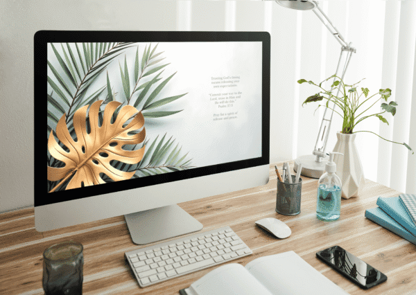 30 Day Auto Changing Christian Devotional 4K Wallpapers – Trusting God’s Timing – Monstera Gold Theme Digital Download - Image 3