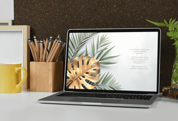30 Day Auto Changing Christian Devotional 4K Wallpapers – Trusting God’s Timing – Monstera Gold Theme Digital Download - Image 4