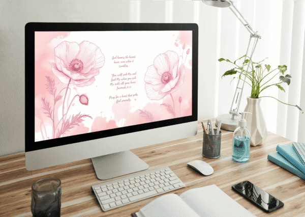 30 Day Auto Changing Christian Devotional 4K Wallpapers – Wrestling with Doubt or Crisis of Faith – Pink Poppy Line Art - Image 3