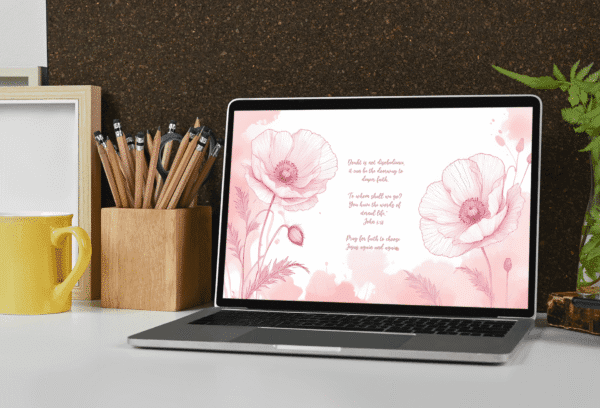 30 Day Auto Changing Christian Devotional 4K Wallpapers – Wrestling with Doubt or Crisis of Faith – Pink Poppy Line Art - Image 4